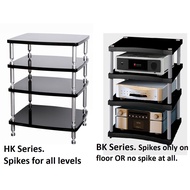 Stock in Msia. HIFI/ HT Racks, Spikes for each tiers and  No Spike types. Piano Gloss Black, 25mm /3