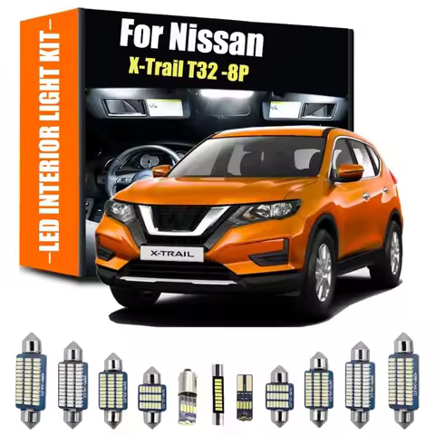 For Nissan X-Trail T32 8PCS LED Interior Dome Map Trunk Light Kit License Plate Lamp Car Lights Sign