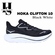 H0ka One One Clifton 10 Road Running Shoes - Black White