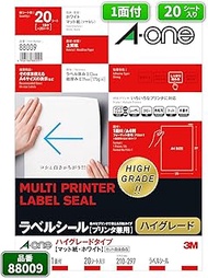 A-One 88009 Label Stickers, High Grade Type, 1 Side, Uncut, 20 Sheets