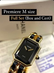 Chanel premiere 黑金手錶 二手錶 有盒有證書 中碼 M size