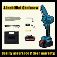 4 Inch Mini Chain Saw Handheld Mesin Potong Kayu Chainsaw Cordless Electric Chainsaw Gergaji Potong Dahan Pokok Rechargeable Lithium Battery Tree Cutter Machine Pruning Saw