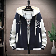 JAKET VARSITY HOODIE ZIPPER JAKET BASEBALL PRIA WANITA JUMBO (S-6XL) INISIAL LOGO N JAKET RESLETING