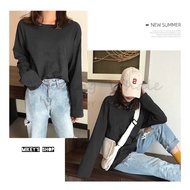 T-shirt kosong lengan panjang wanita women clothes blouse loose clothing