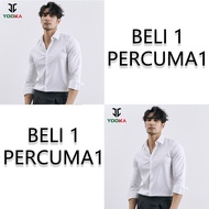 YOOKA Men's Long Sleeve Button Slim Fit Suit Shirt [Buy 1 Free 1]