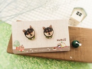 | 手繪寵物系列 | 柴犬貼耳耳環(黑柴)