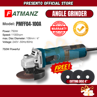 FATMANZ 4" PMFF04-100A Angle Grinder Wired 240V 750W With Free 4" Cutting Disc Mesin Potong Besi