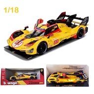 New In Stock Burago 1:18 2024 Wec Qatar Ferrari 499p 24h Lemans Racing No83 Alloy Miniature Diecast 