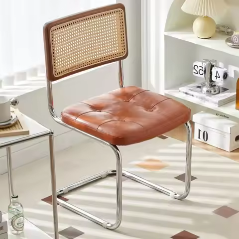Nordic Solid Wood Rattan Chair Vintage Dining Chair Home Restaurant Cafe Lounge Chair Retro Style Co