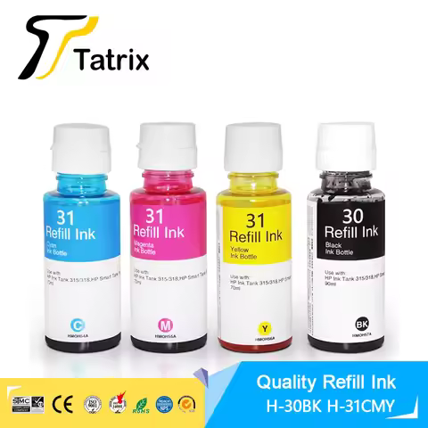 Tatrix Refill Dye Ink Kit For HP 30 HP 31 ink For HP Ink Tank 315/318/319/415/419,HP Smart Tank Wire