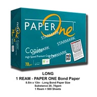 Paper One Bond Paper - 1 Ream Long Bond Paper Size - 8.5x13 inches - Substance 20, 70gsm - Original 
