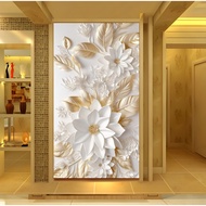 MAWAR 3D White Rose Flower Stickers, 3D Flower Sticker Wallpaper for Living Room, Living Room Wall D