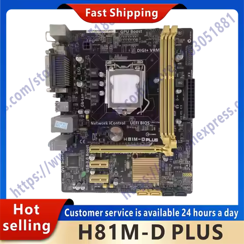 Used H81M-D PLUS desktop motherboard H81 LGA 1150 LGA1150 for Core i7 i5 i3 DDR3 SATA3 USB3.0