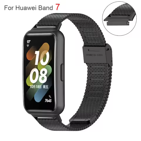New Mesh Watch Band Correa For Huawei Band 7 Stainless Steel Milanese Bracelet Strap Loop For Huawei