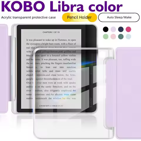 Pencil Holder For Kobo Libra Colour Case Smart 7" eBook Reader Flip Book Cover For Tolino Vision Col