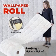 B a RU Wall Paper Roll [12.4 Meters] Wallfoam 3D Kawung Wallpaper Brick High Quality