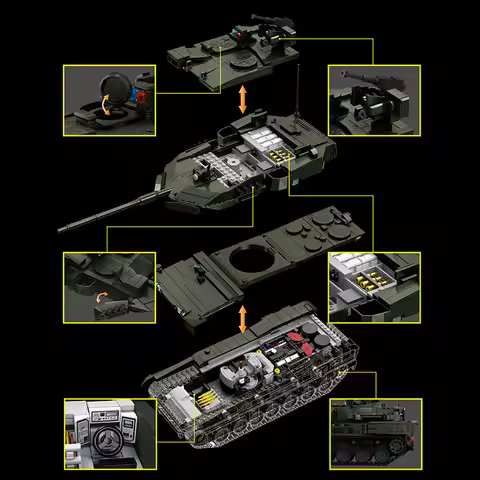 Military MOC 1/28 2306pcs Leopard 2A8 Army Main Battle Tank Building Blocks Bricks Modern Tank Set T