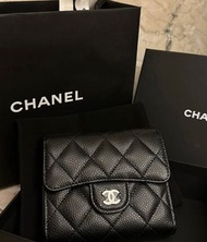 ❌sold Chanel 黑3摺銀包 短銀包 wallet 銀扣 長銀包