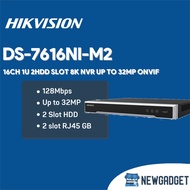 HIKVISION DS-7616NI-M2 16CH 1U 2HDD SLOT 8K NVR UP TO 32MP OFFICIAL ONVIF