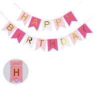 PTT Banner Happy Birthday Warna Warni Backdrop Pesta Bendera Bunting Ultah Segilima Banner Tulisan U