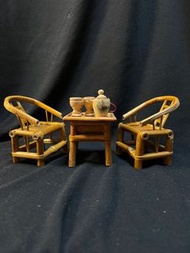 🕋🚦林櫃🚦🕋早期迷你竹製桌椅杯壺擺飾
