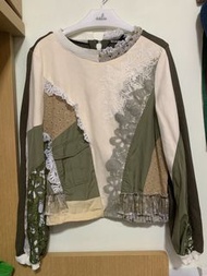 幾乎全新giusto dama givsto dama 黃綠色拼接女裝上衣