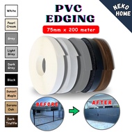 Pvc Edging Banding Foll Wood 75mm 200 Meter Gate Decoration,Papan pagar ,Gate Diy ,Warna Hitam,Putih