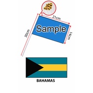Bahamas Hand Flag With Stick (14x21cm)/ Bendera Tangan Dunia Bahamas (14x21cm)