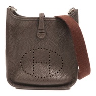 HERMES Clemence皮革Evelyne TPM銀扣肩背袋Ebene
