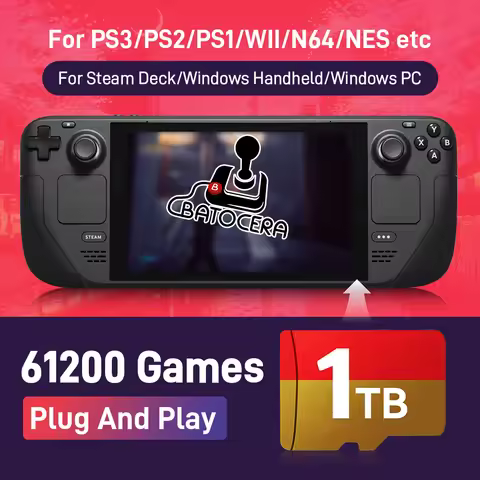 Game Card for Steam Deck with 61200+Retro Games for GDP WIN4/WIN600/Win PC&Handheld Gaming Card for 