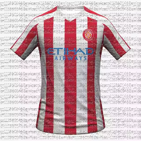 Summer Girona Football Jersey Y2K Red Striped Oversized Tee Family Matching Outfit for Sports Street