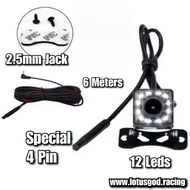 170 Degrees 4 Pin HD 2.5mm Jack Car Rear View Camera Reverse Night Vision 12 Led Video Camera Wide A