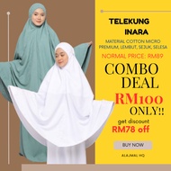 ★ALAJMAL TELEKUNG INARA COTTON Mikro Premium Gebu Sejuk Selesa Polos Kain Sembahyang Dewasa Murah Bkn Siti Khadijah❖