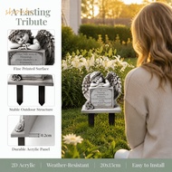 SHOUH Garden Angel Statue, Commemorative Design 5.11x7.8in Angel Tombstone Plaque, Beautiful Grey Hu
