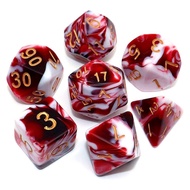7pcs Polyhedral Dice Set Double-Colors Red White Digital Dice  D4 D6 D8 D10 D% D12 D20 Family Party 