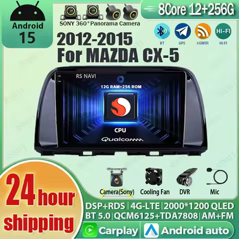 Android 15 For Mazda CX5 CX-5 CX 5 2012-2015 2K QLED Stereo Car Radio Multimedia Video Player GPS AI