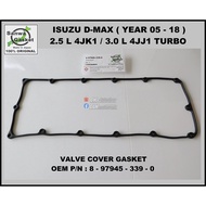 Isuzu D-Max 2.5L 3.0L Valve Cover Gasket 4JJ1T 4JK1T engines - SANWA Japan OEM P/N 8-97945-339- 0