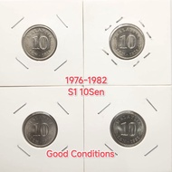 S1 10Sen Coins GoodConditions 1976-1982 Malaysia Duit Syiling Lama