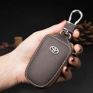 Smooth Leather Car Key Holder Wallet Bag Remote Fob Shell Case Cover Pouch Keychain For Toyota Veloz