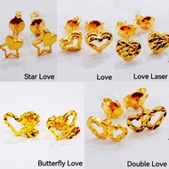 Merdeka 916 Gold Love Budget Earring Ear Stud / Subang Love bajet Emas 916 (ERL000004)