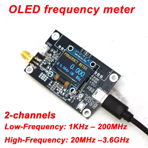 2CH 1KHZ-200Mhz-3.6Ghz Digital Frequency Meter OLED Display Low High Frequency Measurement RF Signal