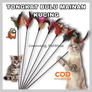 Cat Dog Ferret Toy Stick Rabbit Thick Fur Colorful Feather Stick Dog Toy Stick Ferret Toy Cat Ball T