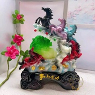 Feng Shui Color 6 Horses Lucky Charm Ornament Decoration 14inchs