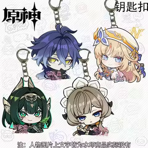 4Pcs Game Anime Pendant Decoration Genshin Impact Marionette Flins Nefer Nicole Reeyn Cute Acrylic K