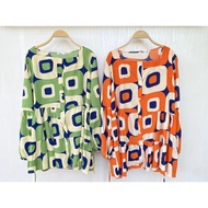 Blouse Corak Leher Petak Plussize Muslimah Fashion (46”-50”)