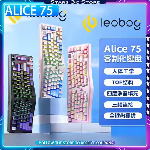 LEOBOG A75 Alice75 Mechanical Keyboard Wireless Tri Mode TOP Structure 75% Alice Layout with Knob Cu