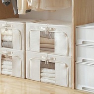 日本霜山 三面開口折疊式衣物收納箱(附透窗)-74L-3入