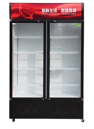 2 door shop commercial fridge vertical freezer fruit juice showcase chiller soft drink refrigerator 