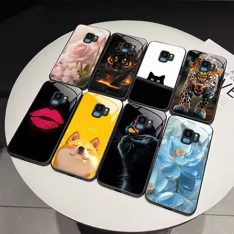 For Samsung S9/S9 Plus Phone Case Trendy Fantasy Design Tempered Glass Hard Bumper For Galaxy S 9 Fu