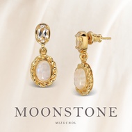Mizuchol ต่างหูเงินแท้ประดับหิน Moonstone & พลอย White Topaz : Classy in White